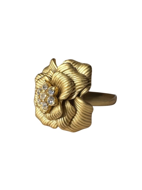 Jewelry - Gold Floral Crystal Accent Ring - Women Jewelry